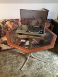 RECORD PLAYER, TABLE, VINTAGE HIDABED SOFA