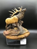 HAND CARVED ELK STATUE