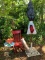RED PATIO UMBRELLA WITH STAND AND MORE