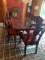 DINING TABLE, GLASS TOP, EIGHT MATCHING CHAIRS