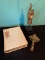 THE HOLY BIBLE, ORNATE CRUCIFIXION AND HAND STATUE