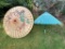 TWO PAINTED PAPER PARASOLS