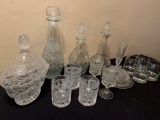 CUT CRYSTAL DECANTERS AND GLASSES