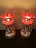 ANTIQUE GLASS LAMPS, ORNATE MATCHED SET