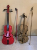 TWO VIOLINS AND BOWS
