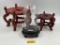 CARVES ASIAN DISPLAY STANDS AND CLOCHE