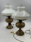 ANTIQUE BRASS LAMPS WITH GLASS SHADES