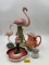 FLAMINGO FIGURINES, PITCHER AND TRAY