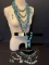 SQUASH BLOSSOM NECKLACE, TURQUOISE AND SILVER JEWELRY