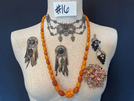 FILIGREE CHOKER, BEADED STONE NECKLACE AND MORE"