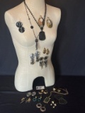 LARGE LOT OF EARRINGS AND THREE PENDANT EARRINGS,