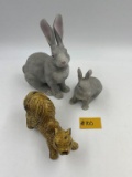 SQUIRREL AND RABBIT FIGURINES