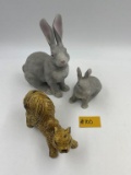 SQUIRREL AND RABBIT FIGURINES