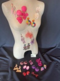 LARGE LOT OF NEON AND BRIGHT COLORED EARRINGS,