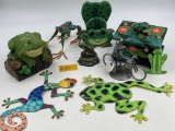 FROG FIGURINES, BOX AND MORE
