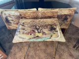 VINTAGE PAINTED METAL TV TRAY SET