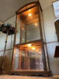 LIGHTED WOOD FRAMED GLASS DISPLAY CABINET