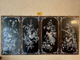 ASIAN BLACK LACQUER AND MOTHER OF PEARL WALL HANGING