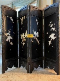 ASIAN PRIVACY SCREEN WITH MOTHER OF PEARL BIRDS