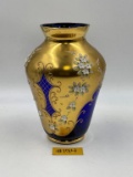 ANTIQUE GOLD AND BLUE GLASS VASE