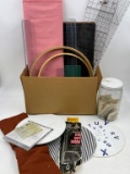 FABRIC, RULERS, QUILTING HOOPS AND MORE