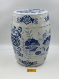 ANTIQUE ASIAN BLUE AND WHITE CERAMIC GARDEN STOOL