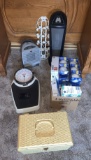 VINTAGE SEWING KIT, HEATERS, AND MORE