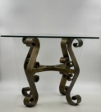 GLASS TOP TABLE WITH METAL LEGS