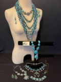 SQUASH BLOSSOM NECKLACE, TURQUOISE AND SILVER JEWELRY