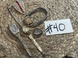 THREE VINTAGE LADIES WATCHES, BROOCH AND LOCKET