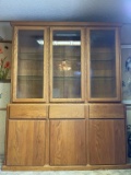 LARGE GLASS AND WOOD DISPLAY CABINET