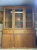 LARGE GLASS AND WOOD DISPLAY CABINET