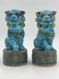 PAIR OF ASIAN CERAMIC LION GUARDIANS