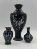 ANTIQUE MOTHER OF PEARL AND LACQUER VASES