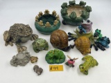 FROG AND SNAILS FIGURINES AND TRINKET DISHES