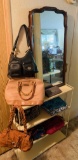 METAL SHOE STAND, HAND BAGS, MIRROR