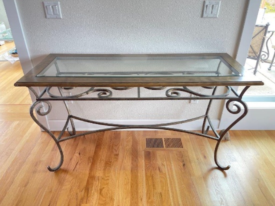 HOME DÉCOR LIVING ROOM METAL GLASS CONSOLE/SOFA TABLE