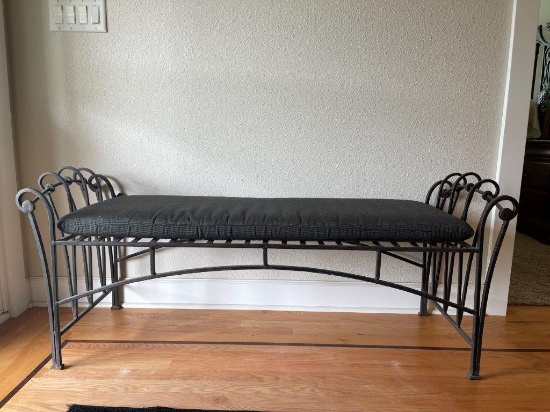 HOME DÉCOR: METAL ENTRY BENCH WITH CUSHION