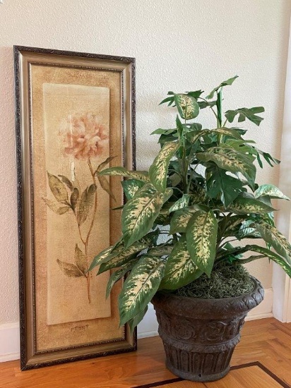 HOME DÉCOR: FRAMED ART PRINT AND FAUX PLANT