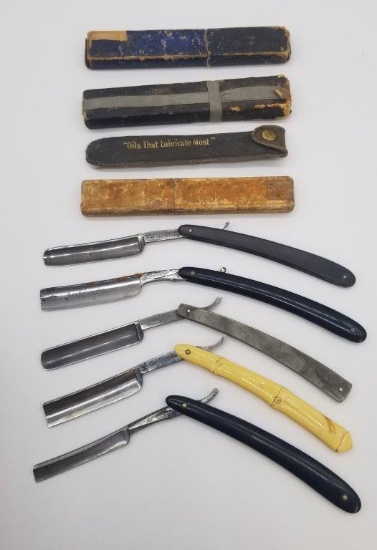 VINTAGE STRAIGHT RAZORS & CASES, SOME HAVE BAKELITE HANDLES