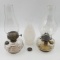 2X OIL LAMPS & SPARE OIL LAMP CHIMNEY