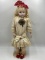 LARGE BRU JNE REPRODUCTION DOLL ON STAND