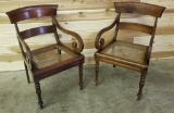 PAIR OF WOOD CHAIRS WITH CANED SEATS