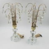 PAIR OF CRYSTAL DROP LAMPS