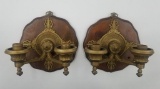 VINTAGE WOOD BACKED WALL SCONCES