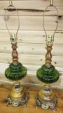 PAIR OF ORNATE LAMPS - BOTH WORK