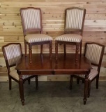 FURNITURE - BEAUTIFUL DINING TABLE SET WITH 1X LEAF & 4X CHAIRS