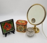 VINTAGE DÉCOR ITEMS AND TABLETOP MIRROR