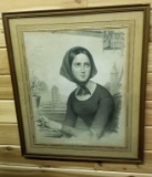 FRAMED LITHO OF A WOMAN