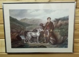 LARGE FRAMED PRINT OF A BOY AND HIS DOGS